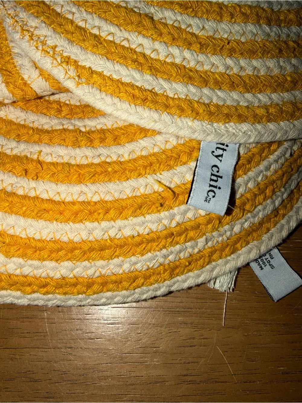 City Chic Yellow and Cream Braided Round Placemat